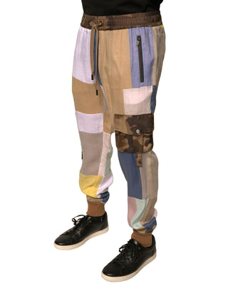 Pantalones jogger con sudadera multicolor con patchwork