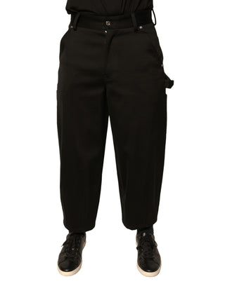 Schwarze Caprihose aus Baumwolle mit mittlerer Taille