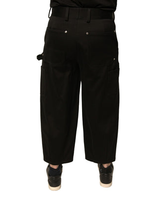 Schwarze Caprihose aus Baumwolle mit mittlerer Taille