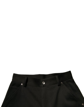 Schwarze Caprihose aus Baumwolle mit mittlerer Taille
