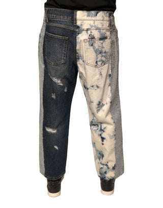 Mehrfarbige Patchwork-Jeans aus Baumwolle für Herren mit geradem Bein