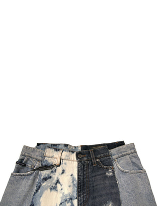 Mehrfarbige Patchwork-Jeans aus Baumwolle für Herren mit geradem Bein