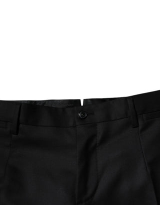 Black Wool Tapered Formal Dress Pants
