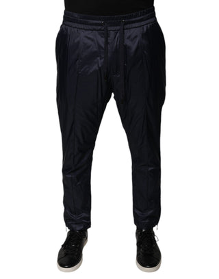 Pantalones deportivos ajustados de algodón azul oscuro para hombre