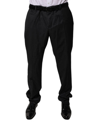 Pantalones formales de vestir de lana negra entallados