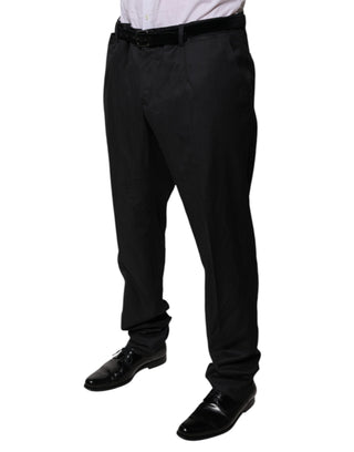 Pantalones formales de vestir de lana negra entallados