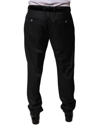 Pantalones formales de vestir de lana negra entallados