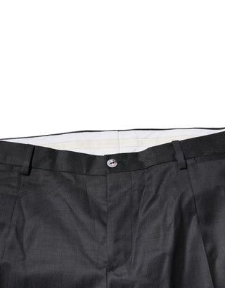 Pantalones formales de vestir de lana negra entallados