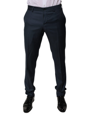 Pantalones formales azul de lana, corte entallado