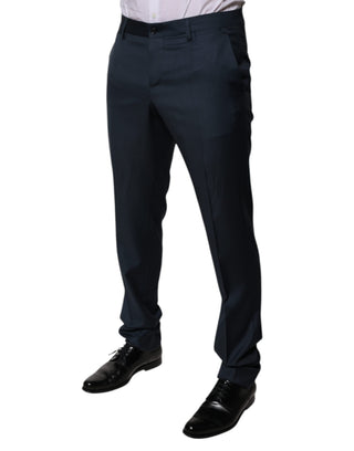 Pantalones formales azul de lana, corte entallado
