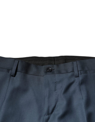 Pantalones formales azul de lana, corte entallado