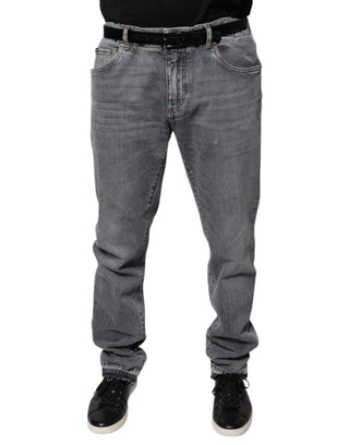 Graue Logo-Baumwoll-Stretch-Skinny-Jeans