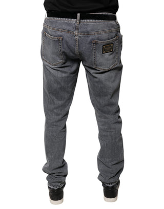 Graue Logo-Baumwoll-Stretch-Skinny-Jeans