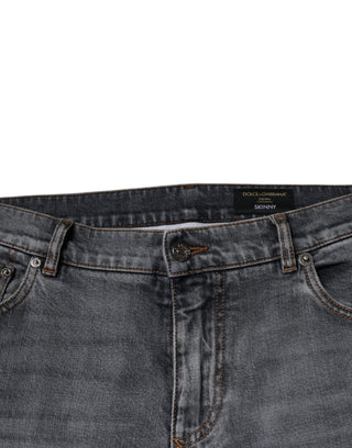 Graue Logo-Baumwoll-Stretch-Skinny-Jeans