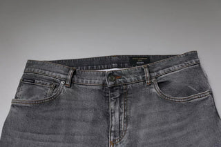 Graue Logo-Baumwoll-Stretch-Skinny-Jeans