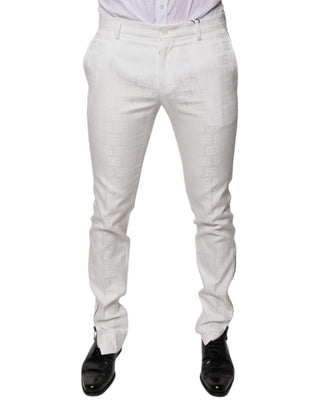 Pantalones formales de vestir entallados de algodón blanco
