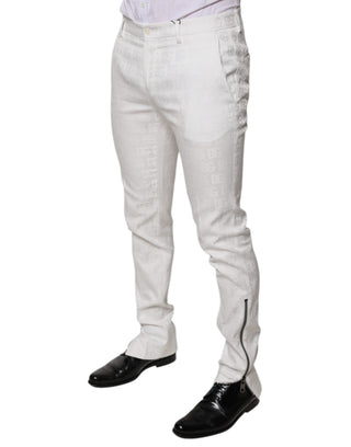 Pantalones formales de vestir entallados de algodón blanco