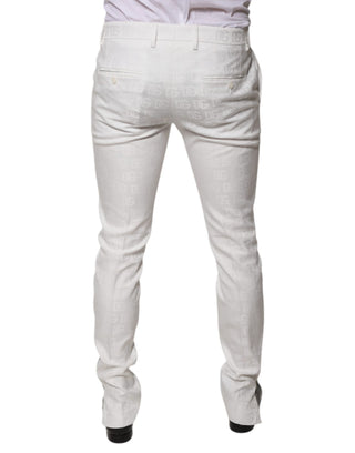Pantalones formales de vestir entallados de algodón blanco