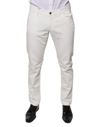 Jeans ajustados de mezclilla blancos de algodón