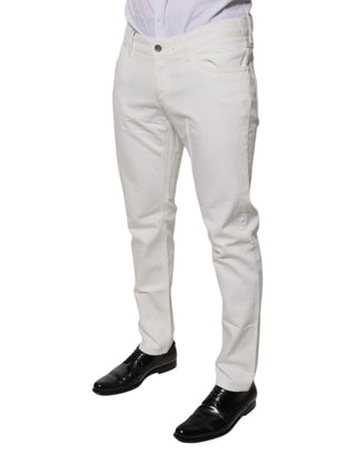 Jeans ajustados de mezclilla blancos de algodón