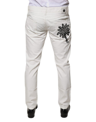 Jeans ajustados de mezclilla blancos de algodón