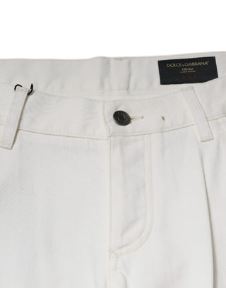 Jeans ajustados de mezclilla blancos de algodón