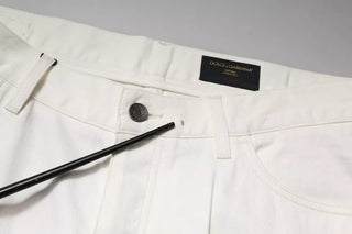 Jeans ajustados de mezclilla blancos de algodón