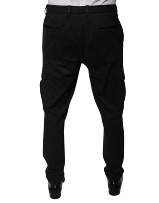 Pantalones casuales cargo negros para hombre de viscosa