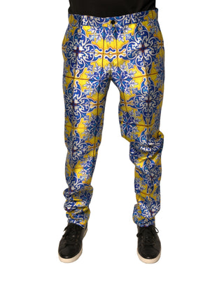 Pantalones ajustados multicolor de seda majólica