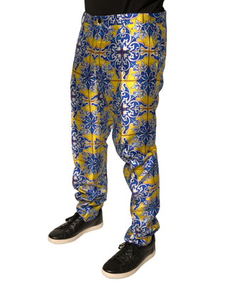 Pantalones ajustados multicolor de seda majólica