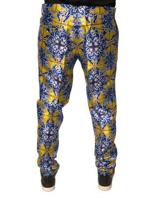 Pantalones ajustados multicolor de seda majólica