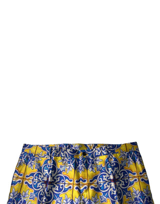 Pantalones ajustados multicolor de seda majólica