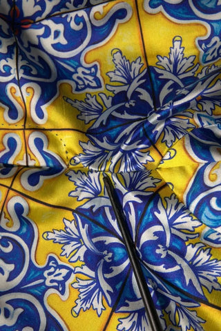 Pantalones ajustados multicolor de seda majólica