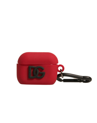 Rotes Silikonkautschuk-AirPods-Case mit geprägtem Logo