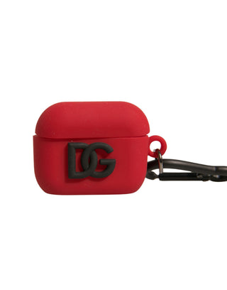 Rotes Silikonkautschuk-AirPods-Case mit geprägtem Logo
