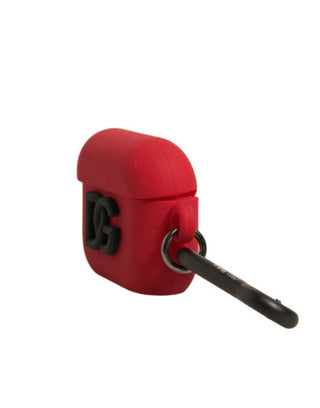 Rotes Silikonkautschuk-AirPods-Case mit geprägtem Logo