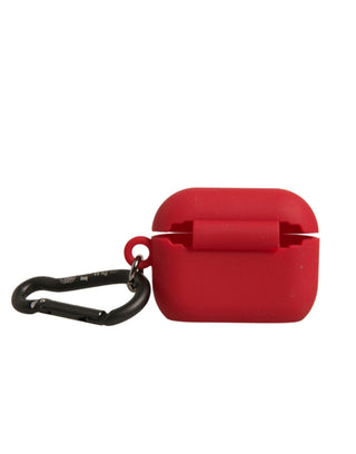 Rotes Silikonkautschuk-AirPods-Case mit geprägtem Logo