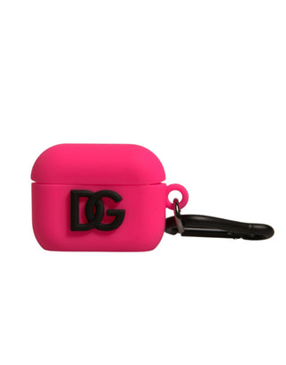 Funda para Airpods en silicona rosa con logo en relieve  