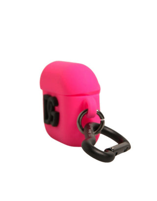 Funda para Airpods en silicona rosa con logo en relieve  