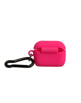 Funda para Airpods en silicona rosa con logo en relieve  