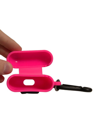 Funda para Airpods en silicona rosa con logo en relieve  