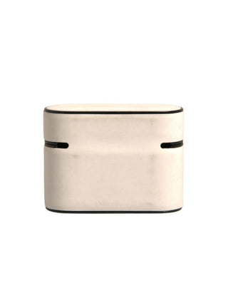Funda para Airpods con placa de logo en relieve de PVC blanco  