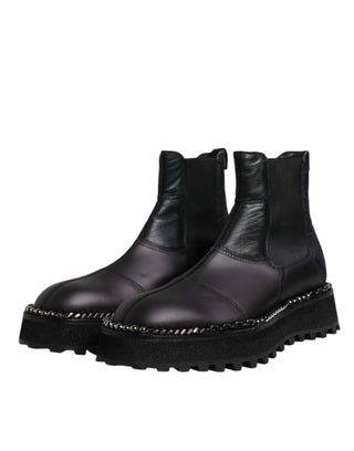 Schwarze Chelsea Boots aus Leder zum Hineinschlüpfen