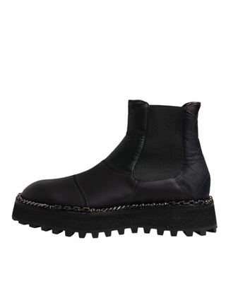 Schwarze Chelsea Boots aus Leder zum Hineinschlüpfen