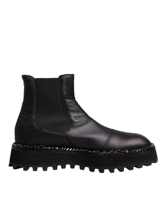 Schwarze Chelsea Boots aus Leder zum Hineinschlüpfen