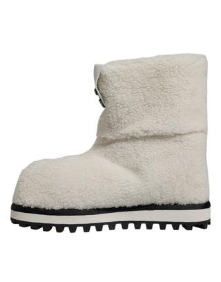 Botas acolchadas blancas con logo y forro de felpa hasta media pantorrilla  