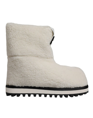 Botas acolchadas blancas con logo y forro de felpa hasta media pantorrilla  