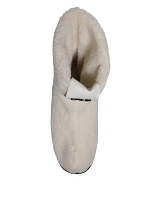 Botas acolchadas blancas con logo y forro de felpa hasta media pantorrilla  