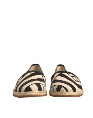 Schwarz-weiß gestreifte Slip-On Espadrille-Schuhe