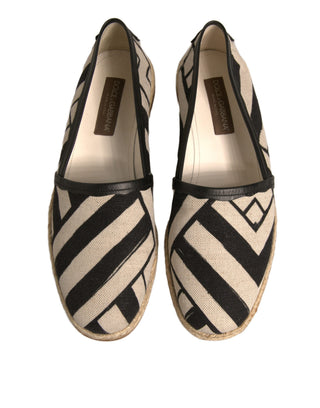 Schwarz-weiß gestreifte Slip-On Espadrille-Schuhe
